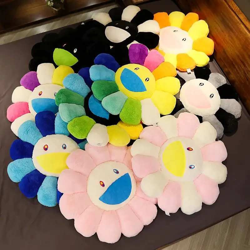 Cartoon Rabbit Hair Colorful Sunflower Cushion Pillow Plush Sunflower Flower Cushion
