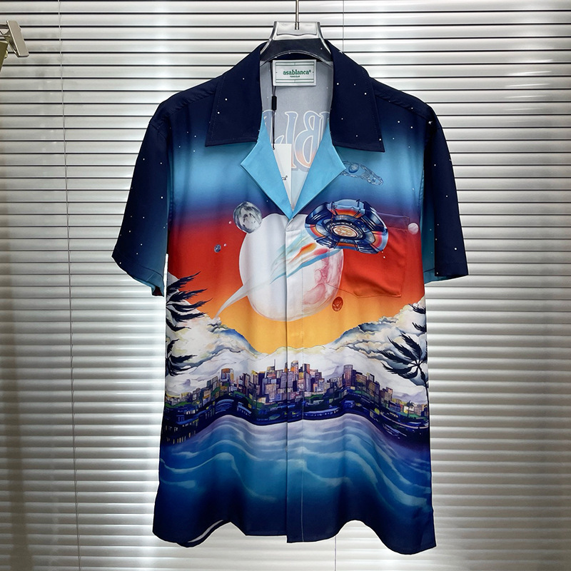 New European and American Trend Foreign Trade Fashion Casual Men's 3D Direct Injection Digital Printing Short-sleeved Men's Shirt Shirt Trendy Men