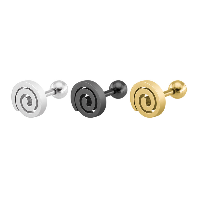 Fashionable and Minimalist Titanium Steel Spiral Round Mosquito Coil Earrings, Personalized and Versatile, Wholesale from the Manufacturer for Cross-Border Sales