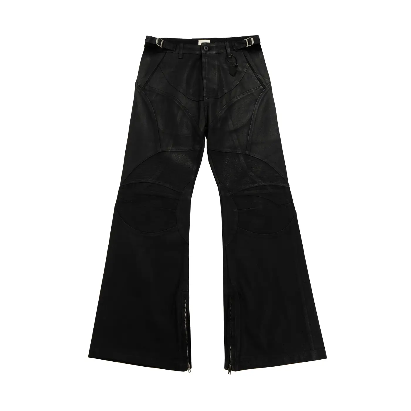 Ro Style Vibe Dark High Street Coated Waxed Biker Armor Patchwork Pleated Silhouette Micro-Flared Casual Pants for Men