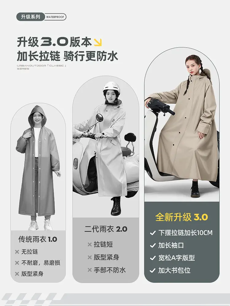 Raincoat for Electric Scooter Long Full-Body Rain Protection for Adults Outwear Cycling Single-Person Men's and Women's Electric Scooter Poncho