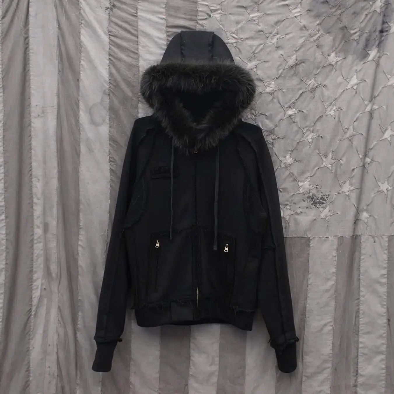 European and American Cross-Border American Autumn and Winter New Plush Hat Old Vintage Retro Wear Fashion Sweatshirt Jacket Y2K