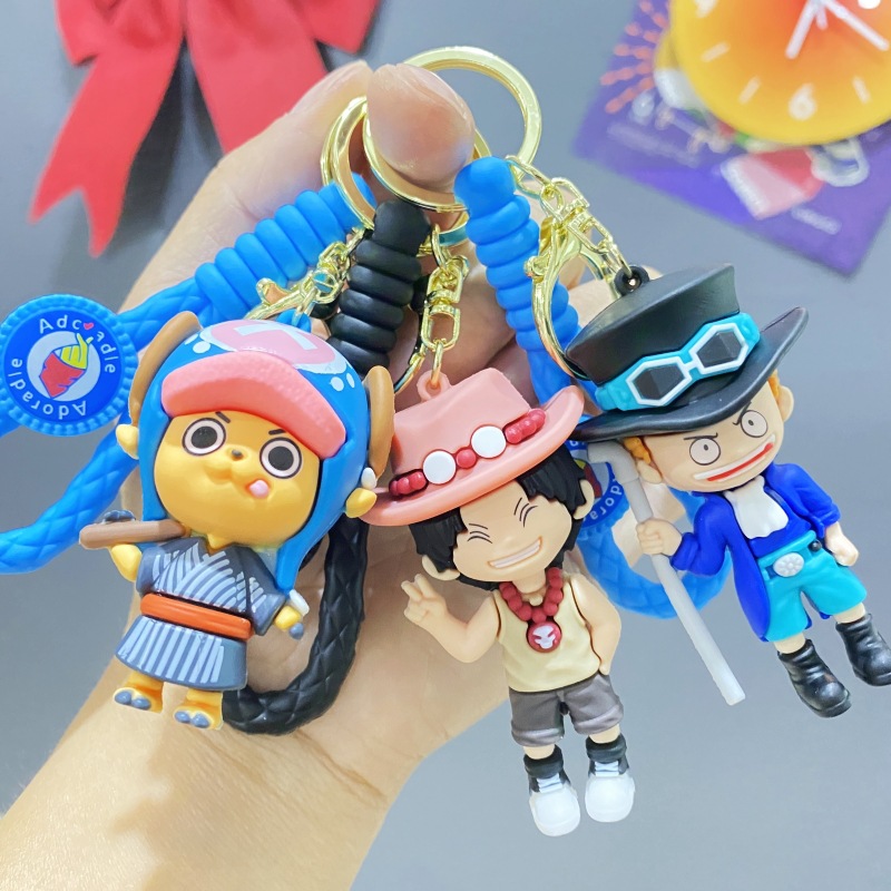 Cross-border Animation New One Piece Keychain Luffy Nami Shan Zhi Solon Key Chain Doll Men's and Women's Pendant Pendant