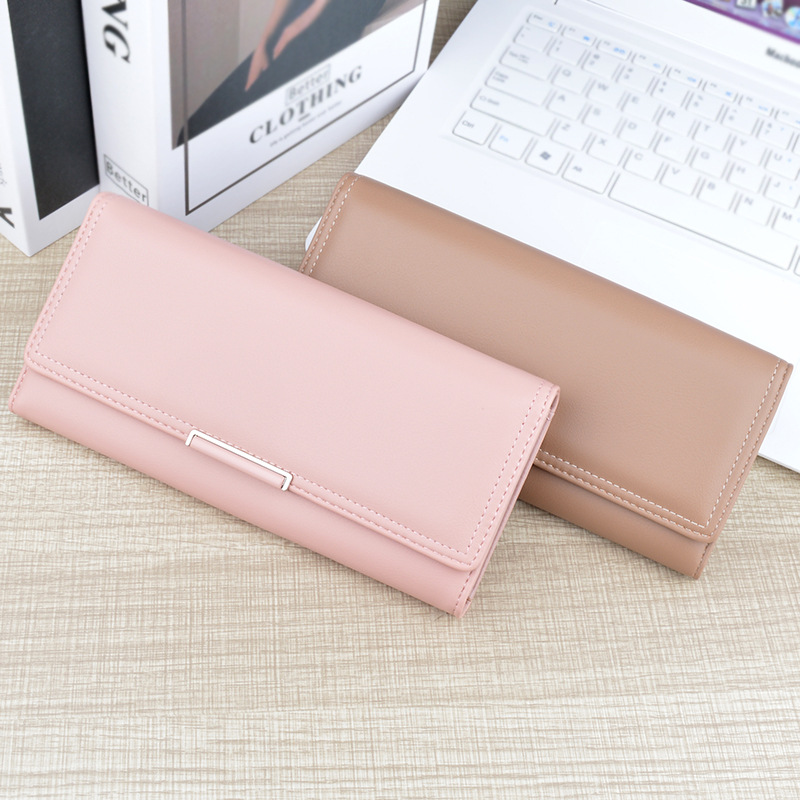 New Wallet Women's Long Multi-Card Wallet Soft Wallet Fashionable Simple Three-Folding Large Capacity Clutch Card