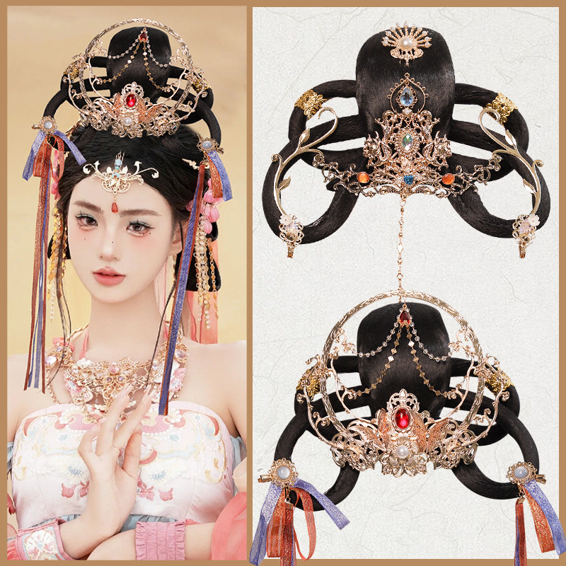Hanfu Wig Multi-ring Finished Hair Bag Tang Feng Chebula Skirt Hair Bun Dunhuang Single Hair Bag Ancient Dress