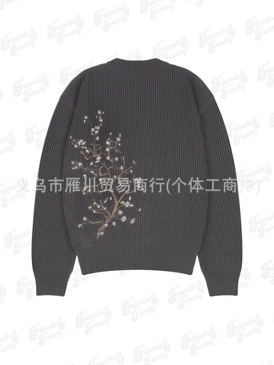 Autumn and Winter Cross-Border Derschutze Blossom Embroidered Knitwears for Men and Women Retro Loose Casual Pullover Knitwears