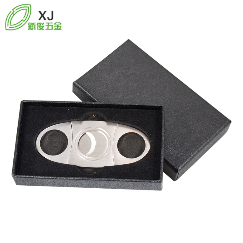 Spot Wholesale Cigar Scissors Brushed Metal Cigar Scissors Stainless Steel Cigar Scissors Gift Box Set