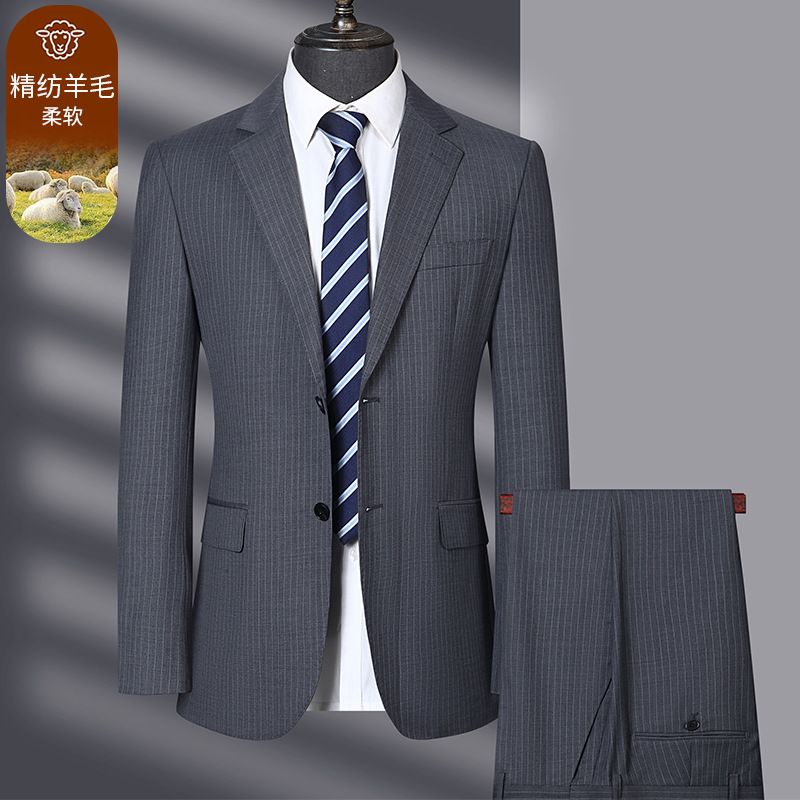 Worsted Wool Business Suit suit Youth Formal Dress Professional Best Man Groom Dress Suit Two-piece Men's Fashion