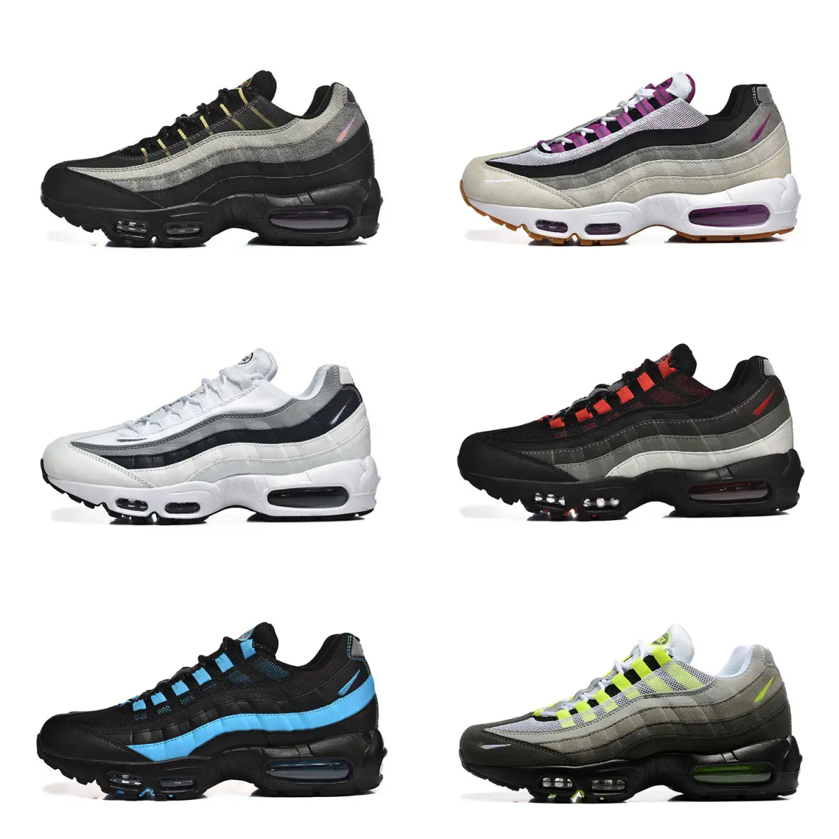 With Half Size Max95 Men's and Women's Shock-Absorbing Mesh Breathable Casual Air-Cushion Shoes Student Training Wear-Resistant Running Shoes Export