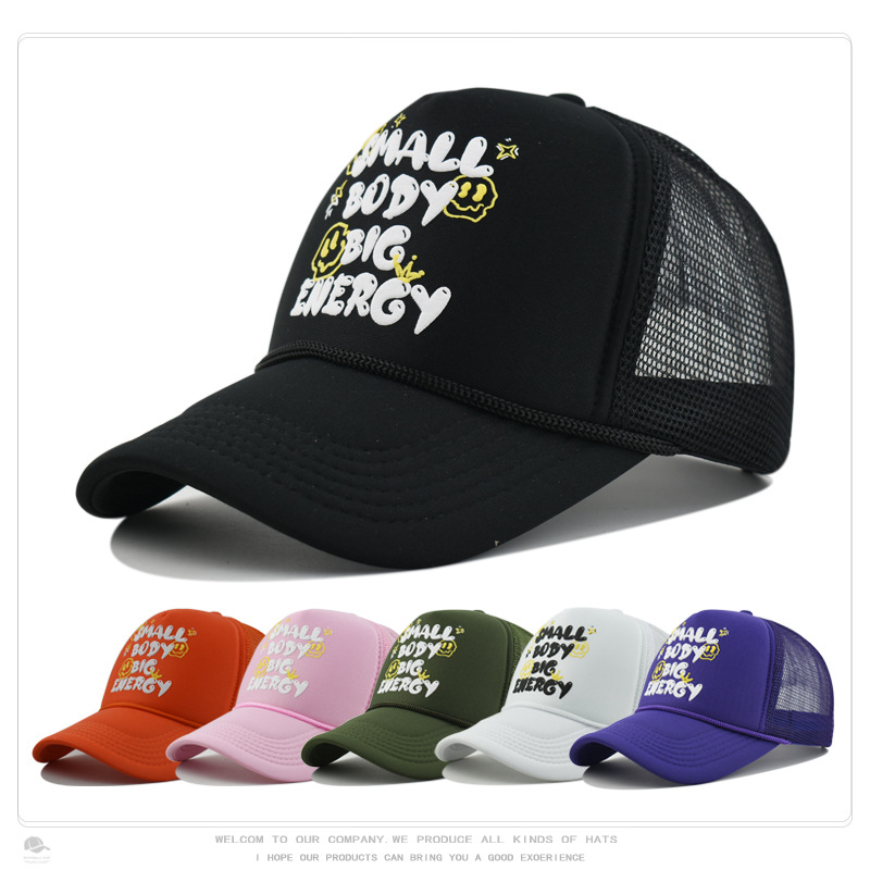 Cross-Border New Printed Baseball Cap Men's Fashionable Curved Brim Peaked Cap Women's Outdoor Breathable Mesh Cap Trucker Hat