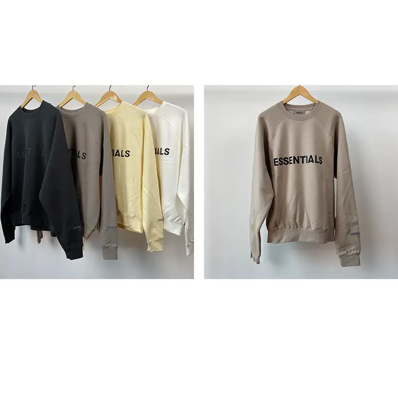2020Ss Round Neck Sweatshirt Fleece-Lined Fog Multi-Thread Essentials Trendy Street Offset Printing Sweatshirt Cross-Border Hot Sale