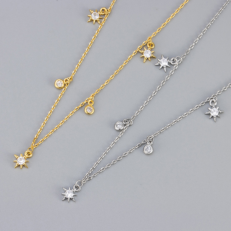 Europe and the United States cross-border luxury mans star zircon necklace 2024 new high sense design niche all-match clavicle necklace