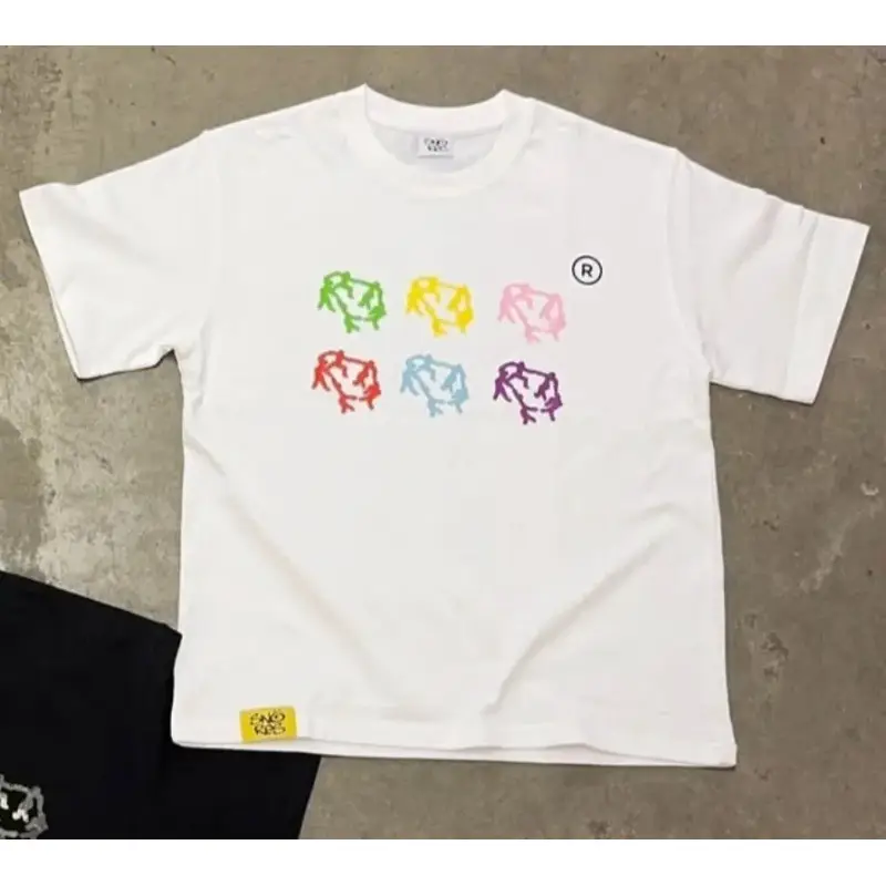 Aliexpress Cross-Border Exclusive European Size Pure Cotton Clothing for Men Gothic Punk Hip-Hop Harajuku Letter Anime Print Crew Neck