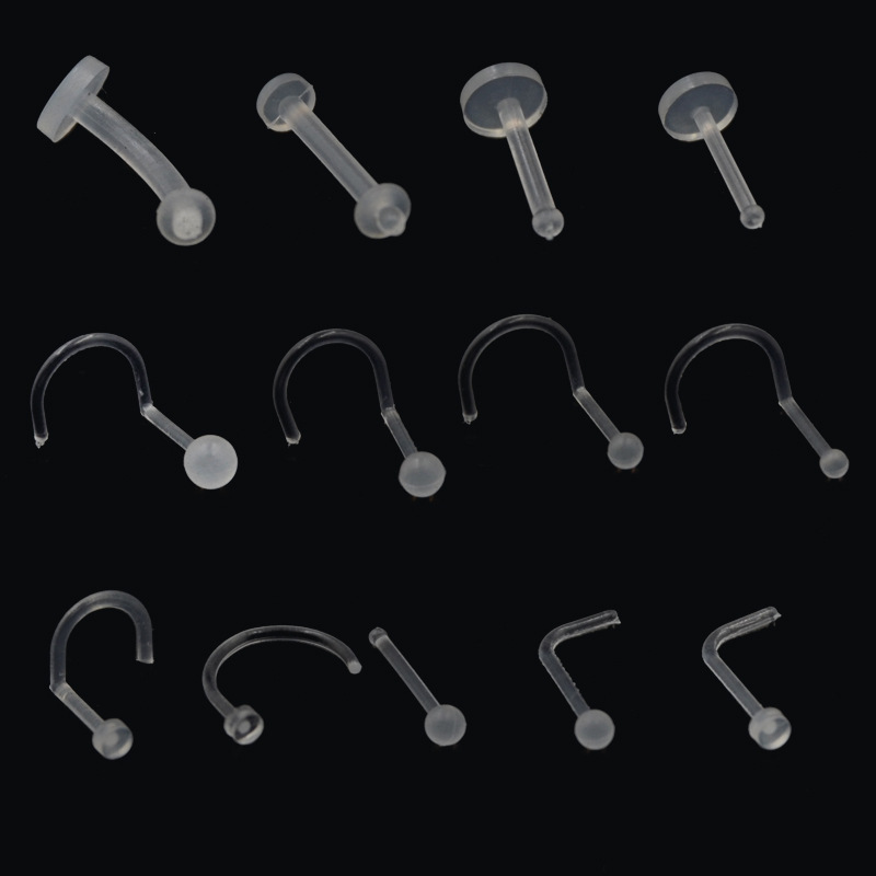 Cross-border acrylic plastic soft Rod earring transparent invisible nose nail eyebrow nail human body piercing jewelry