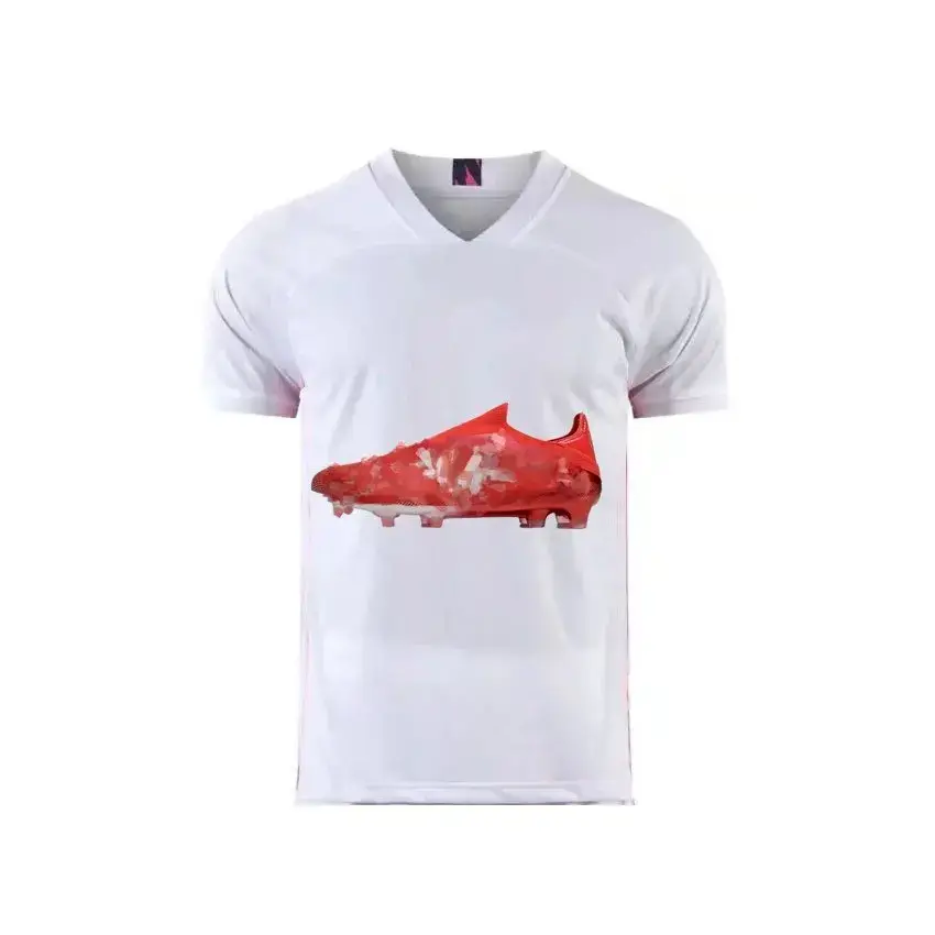 White T-shirt with red soccer cleat graphic