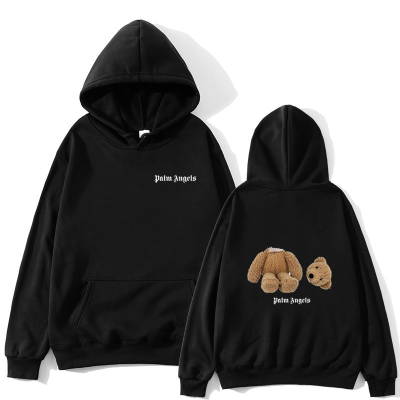 Cross-Border Trendy Brand Palm Bear Angel Bearangels Broken Bear Teddy Bear Heat Transfer Men's and Women's Hoodie Sweatshirt