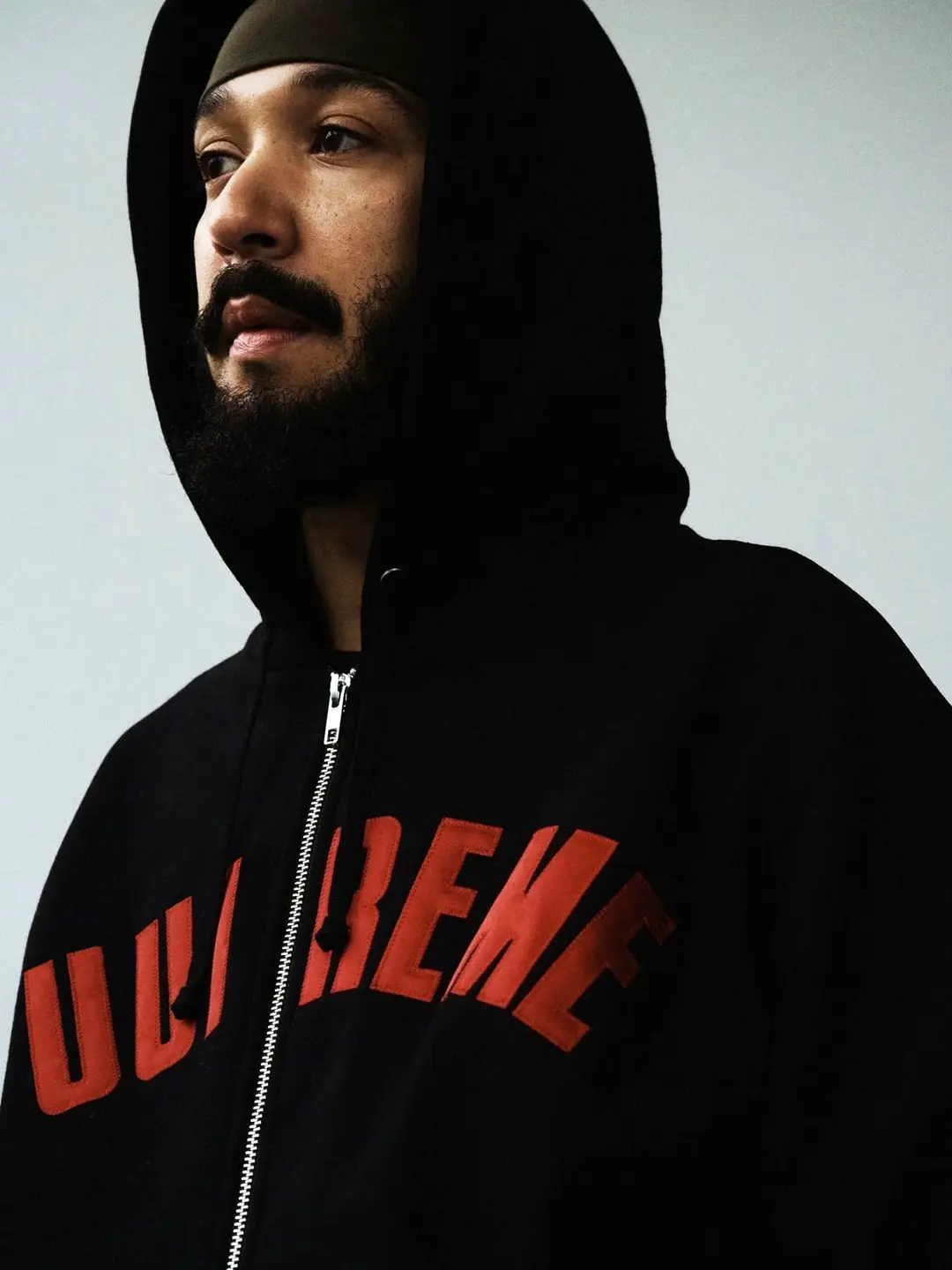 Waffle Knit Sweatshirt Arc Thermal Lined Zip up Hooded Patch Letter Embroidery Zip-Up Hoodie