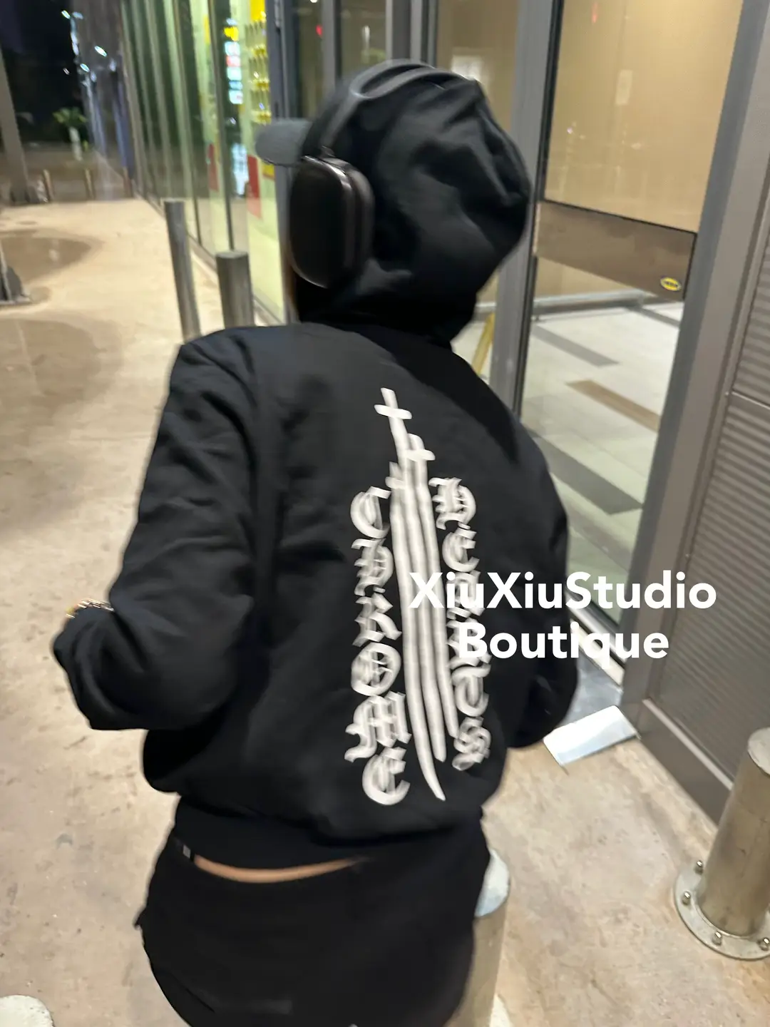 【Xiuxiistudio】Independent American Retro Short Printed Baseball Jacket Hoodie Short Coat Trendy Women's Clothing