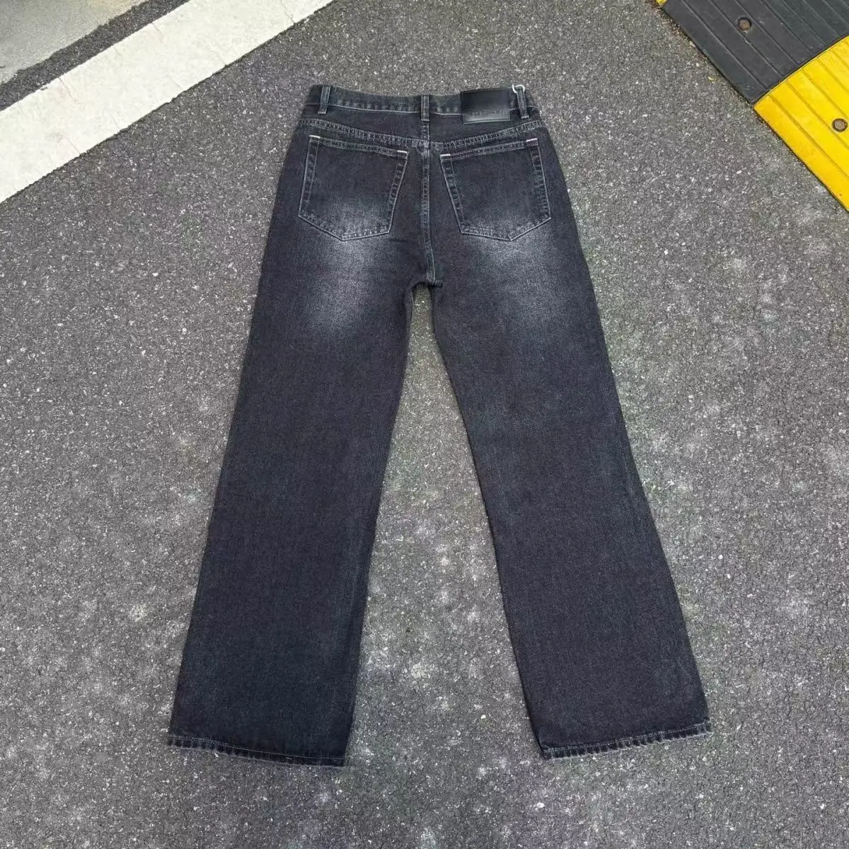25Ss New American Retro Washed High Street Wide-Leg Pants Loose Straight Water Ripple Black Jeans Long Pants for Men