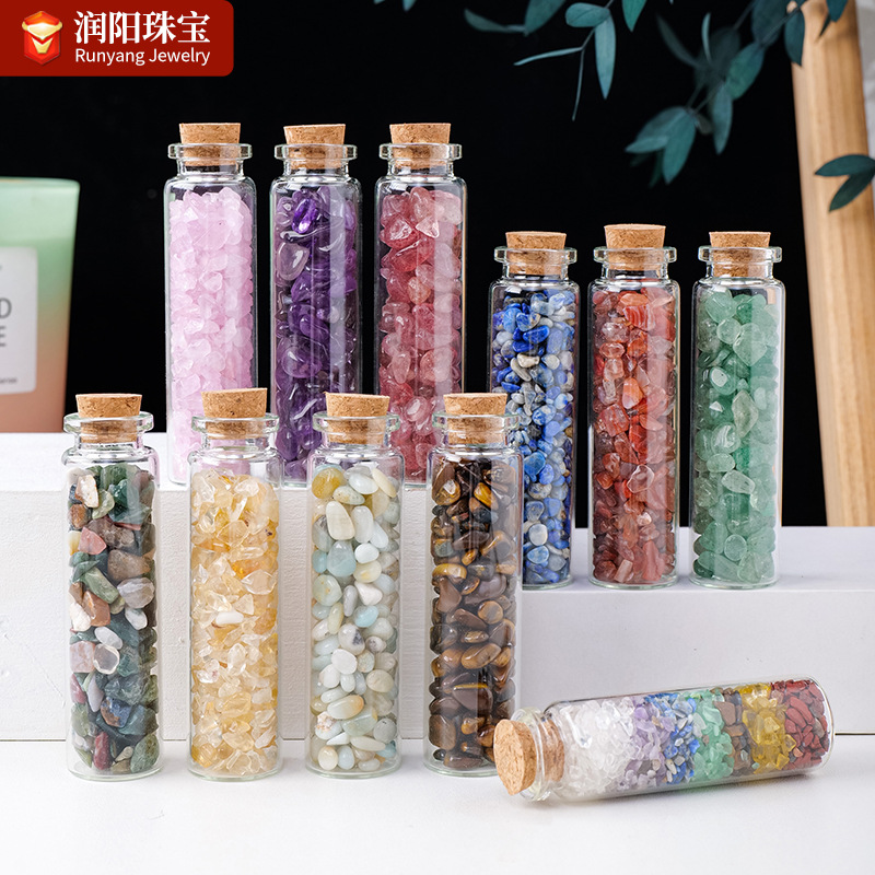 Natural Crystal Gravel Floating Bottle Wishing Bottle Pink White Amethyst Original Stone Home Accessories Mineral Standard Ornaments Wholesale