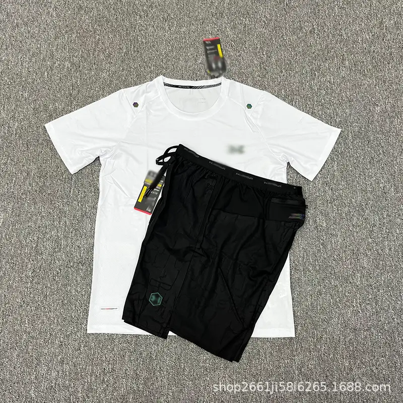 Summer Sports Track and Field Training Quick-Drying T-Shirt Short-Sleeved Suit for Men and Women Running Sports Fitness Loose Shorts Mal