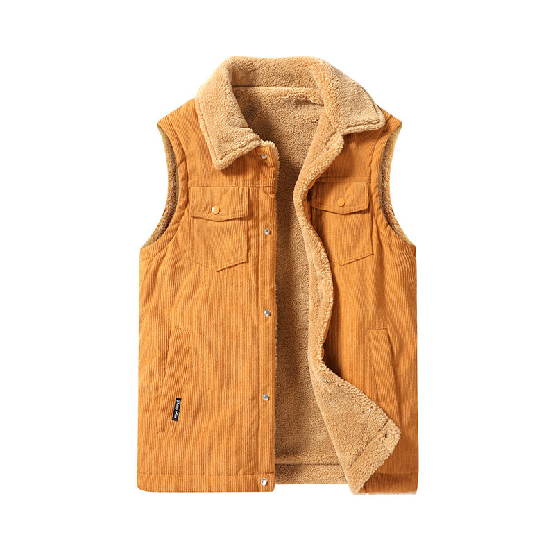 En 8027 Vintage Tooling Corduroy Vest Thickened Lamb Fleece Large Size Vest Casual Men's All-Match Jacket