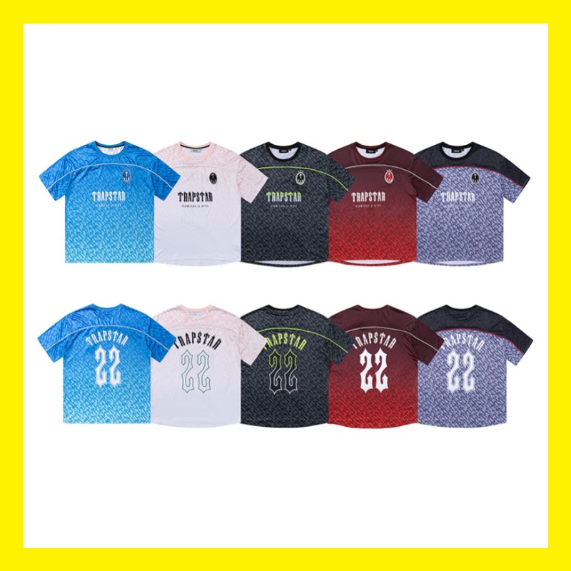 Foreign Trade Wholesale Trapstar Gradient Color Sports Short-Sleeved Basketball Uniform Football Jersey T-Shirt Mesh Breathable Training Uniform