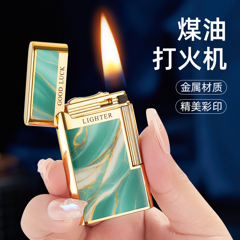 Creative Rose Side Grinding Wheel Kerosene Lighter Wholesale Gift Metal Windproof Retro Lighter Manufacturer Wholesale