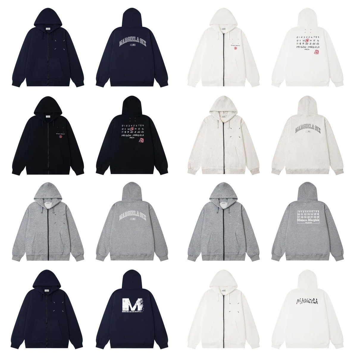 Maisonmargiela Cross-Border Mm6 Unisex Loose Heavy Fleece Zip-Up Hoodie Versatile Sweatshirt QC-foto från 1688 på Qualit.ly
