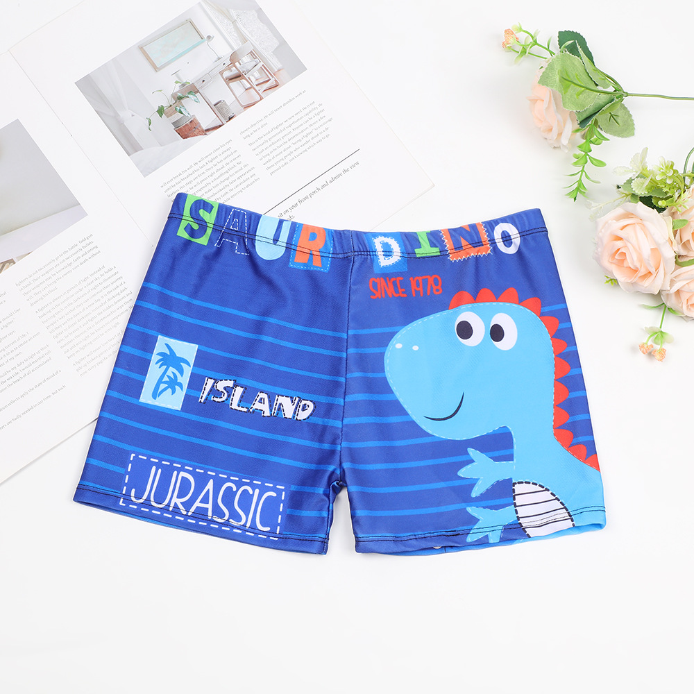 Foreign Trade Clearance New Kidsren's Boxer Swimming Trunks Big Boys Swimming Trunks Cartoon Print Medium and Large Kidsren's Swimming Trunks Swimsuit
