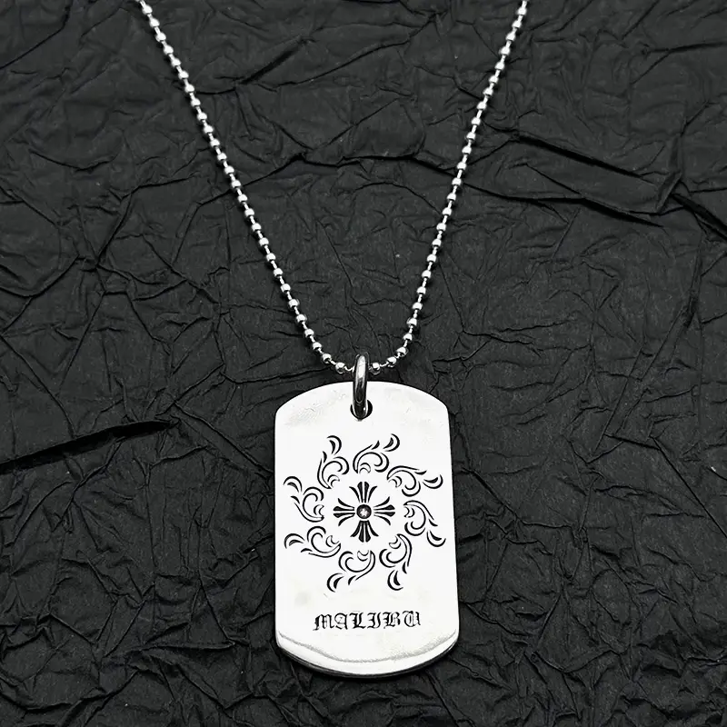 Vintage Large Sunflower Military Pendant Necklace for Men and Women, Niche Stylish Hip-Hop Trendy Cool Sweater Chain
