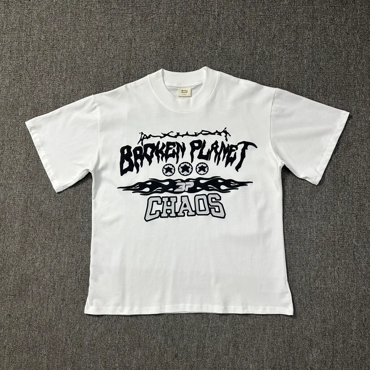 broken planet foam letter printing men's and women's white bottoming T-shirt couples cotton short sleeve half sleeve
