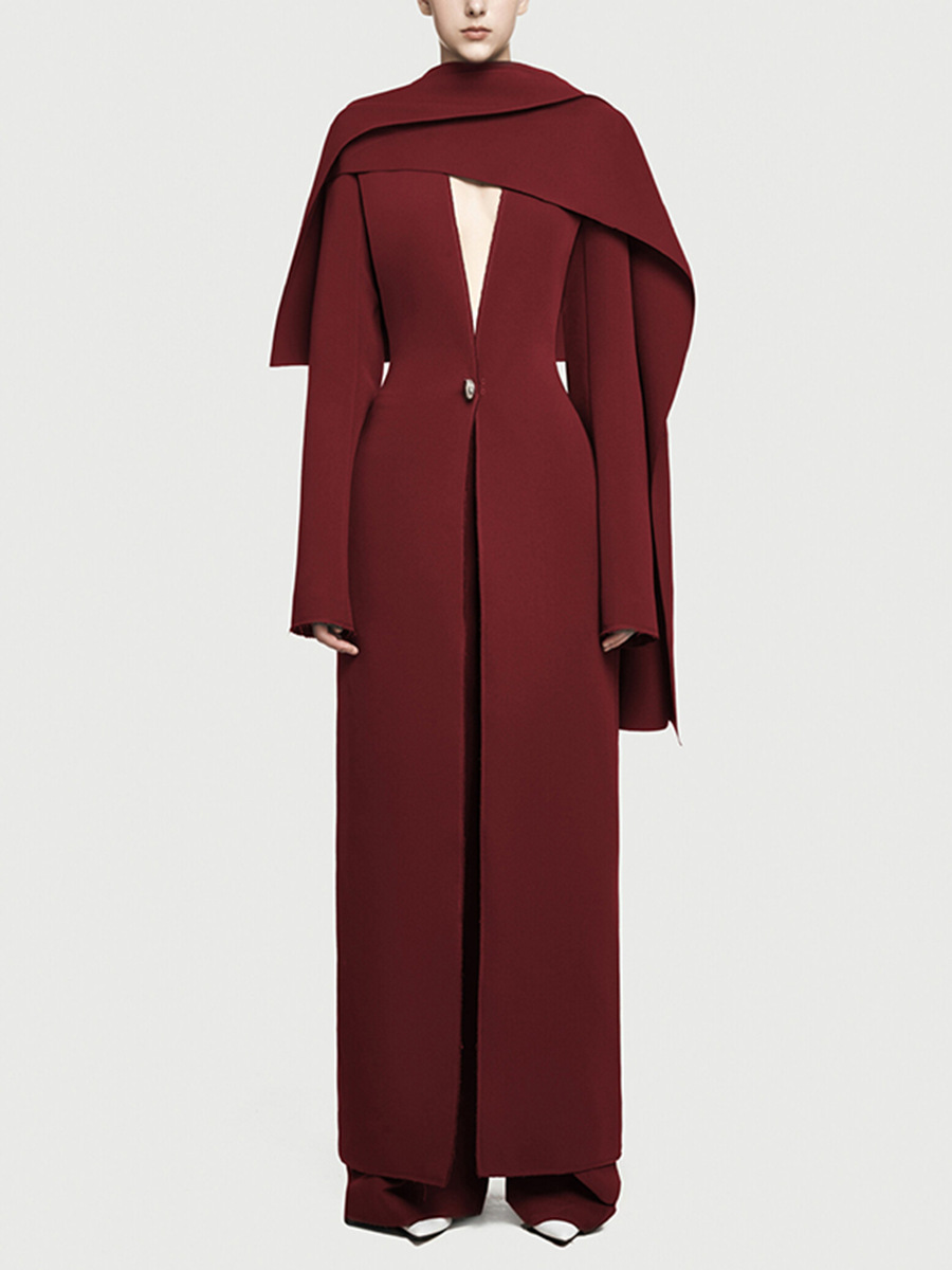 Fashionable and Elegant Women's Trench Coat, 2026 Spring New Style, Single-Button, Scarf-Style, Long-Sleeve, Long-Length Women's Coat