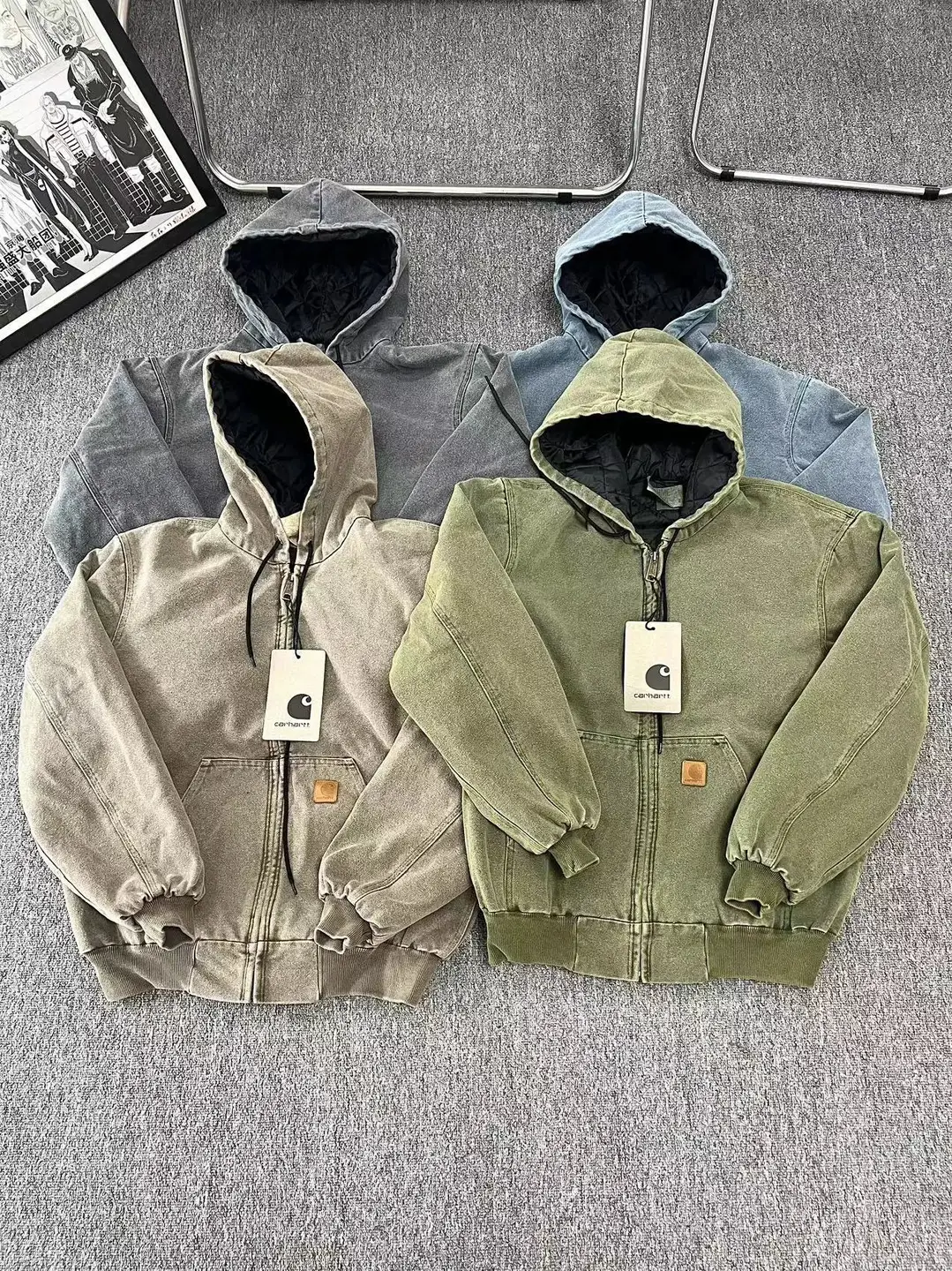 水洗做旧夹克vintage复古棉服外套