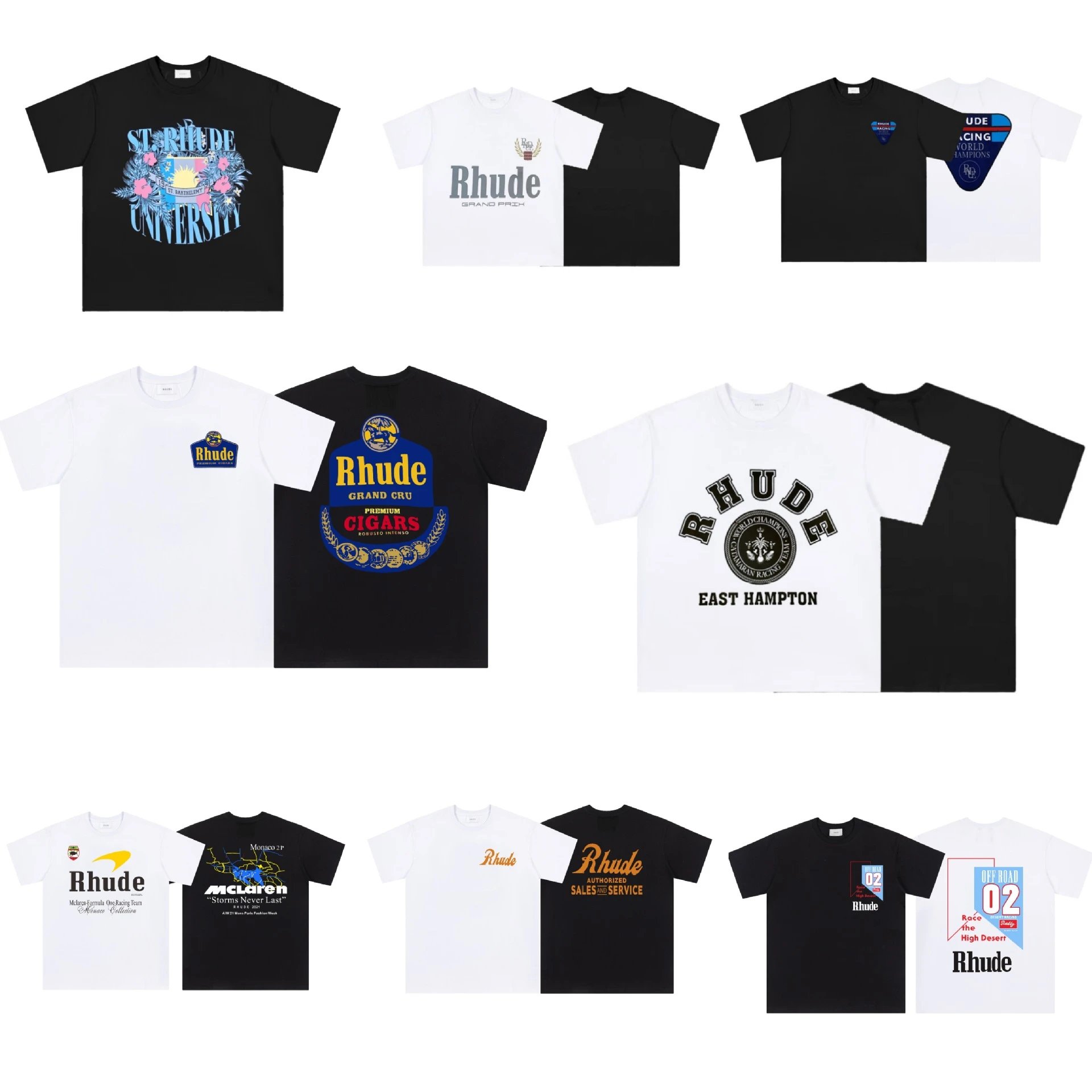 Cross-border fashion brand short-sleeve collection RH letter printed men and women's high street casual loose half-sleeve T-shirts in stock wholesale