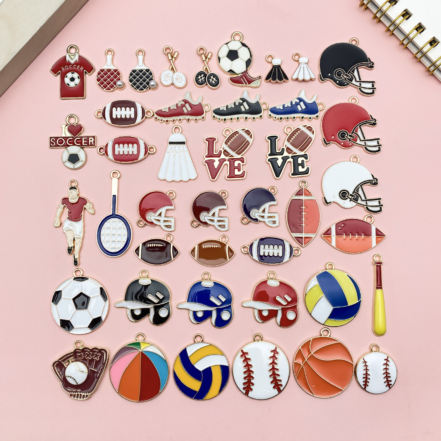 DIY cartoon sports basketball baseball football pendant pendant racket shoe protector keychain accessories material