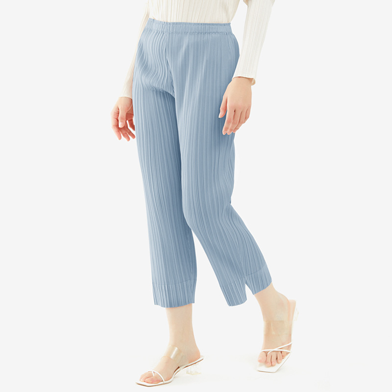 Customized Summer Pleated New Trendy Pleated Nine-Point Pants, Fashionable Miyake Casual Pants for Women, Factory Ready Stock