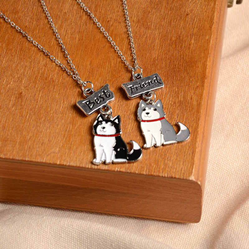 Cross-border hot-selling cartoon pet jewelry necklace identity anti-lost dog tag pet tag fashion jewelry laser lettering