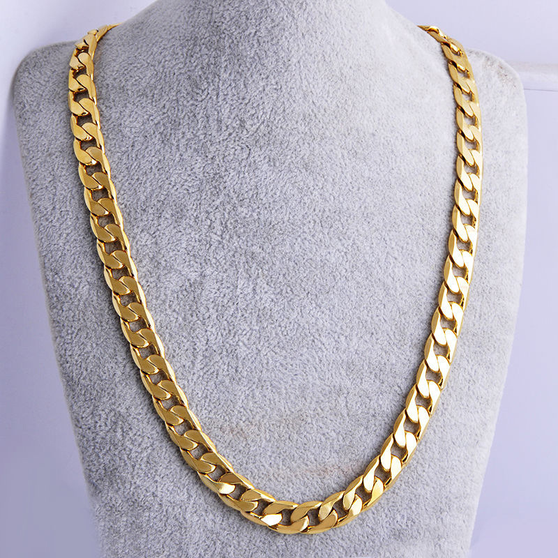 Hip hop punk domineering big gold-plated color retaining Figaro thick chain men's flat flat tank chain wholesale