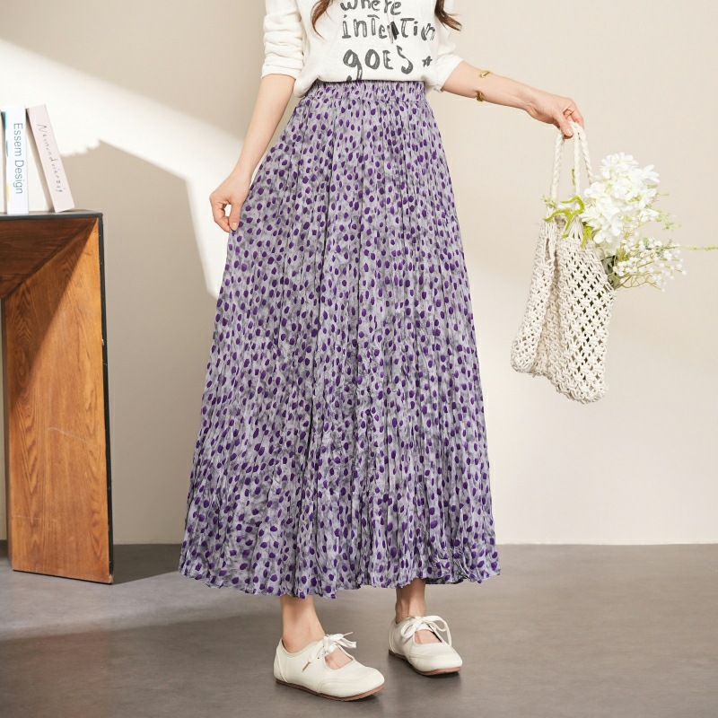 Simple Luxury and Relaxed Style Polka Dot Skirt for Women, Fashionable Long Unique A-Line Skirt, High-End Drapey Elegant Versatile Skirt