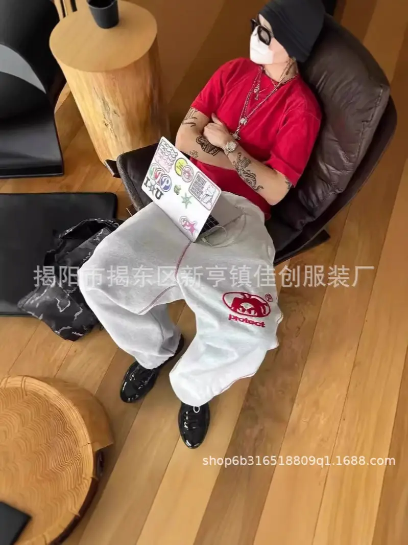 Cross-border Autumn and Winter American Fashion Brand Printed Sweatpants Couple Sports Pants Retro Street Hip-hop Loose Fashion Casual Pants