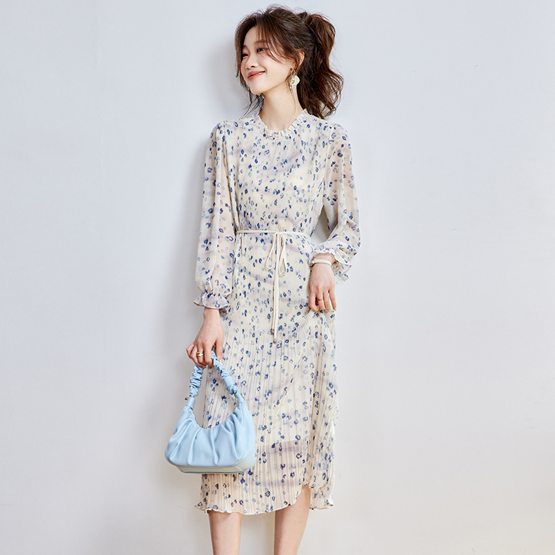 2025 New Summer Style Mid-Length Slim Chiffon Light Mature Loose Skirt Women's Drapedy Elegant Waist Dress