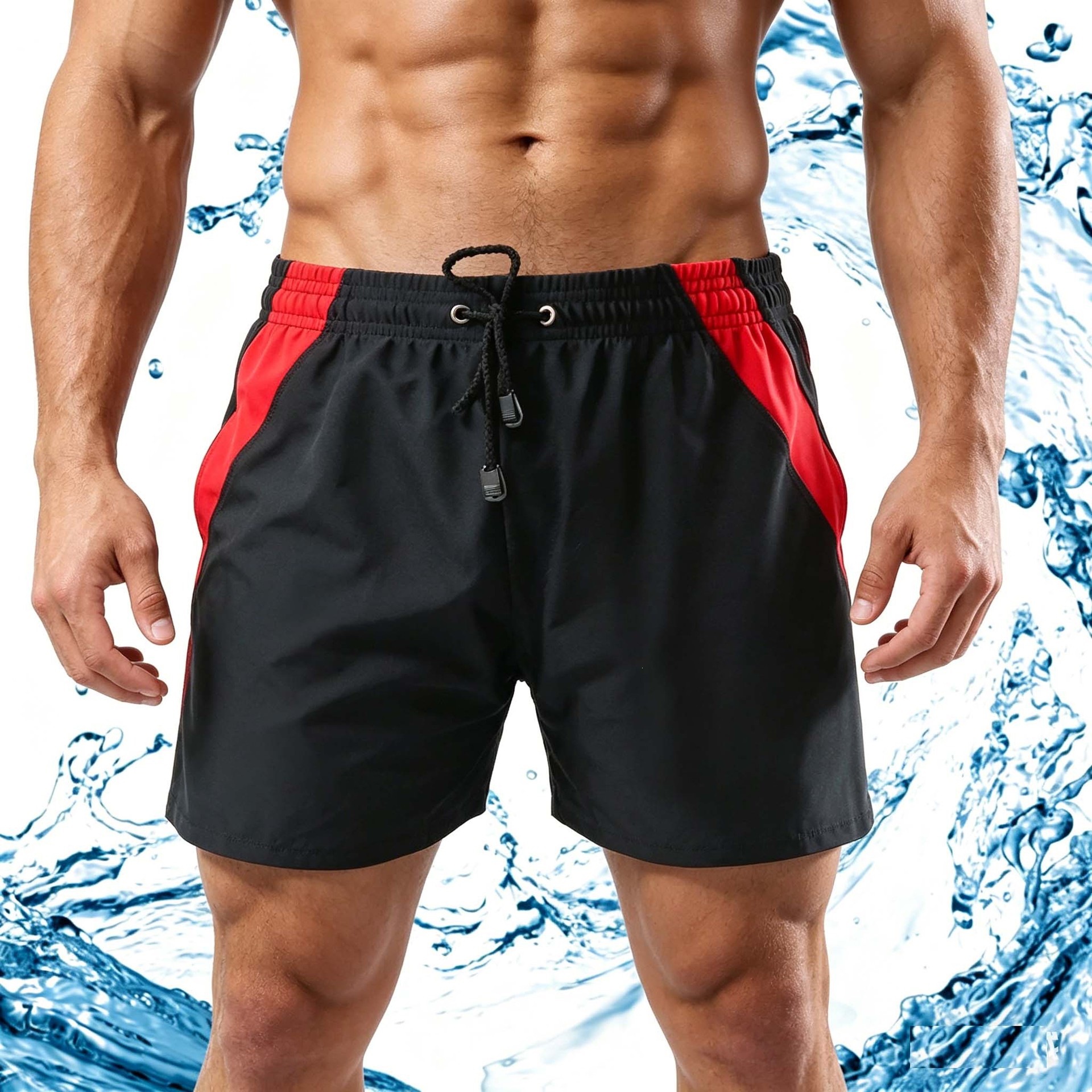 Summer Hot Sale Men's Plus-Size Swim Trunks, Extra-Large Nylon Swimming Shorts, Color-Blocked Mesh, High Elasticity, Wholesale
