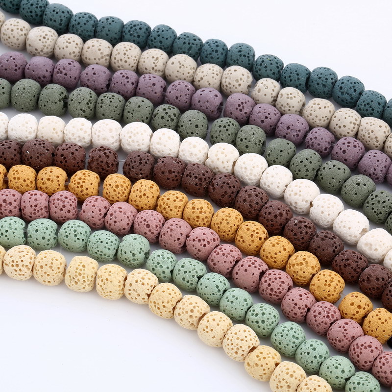 Cross-border colored volcanic stone 16mm 8MM perfume essential oil fragrance diffuser loose beads wish