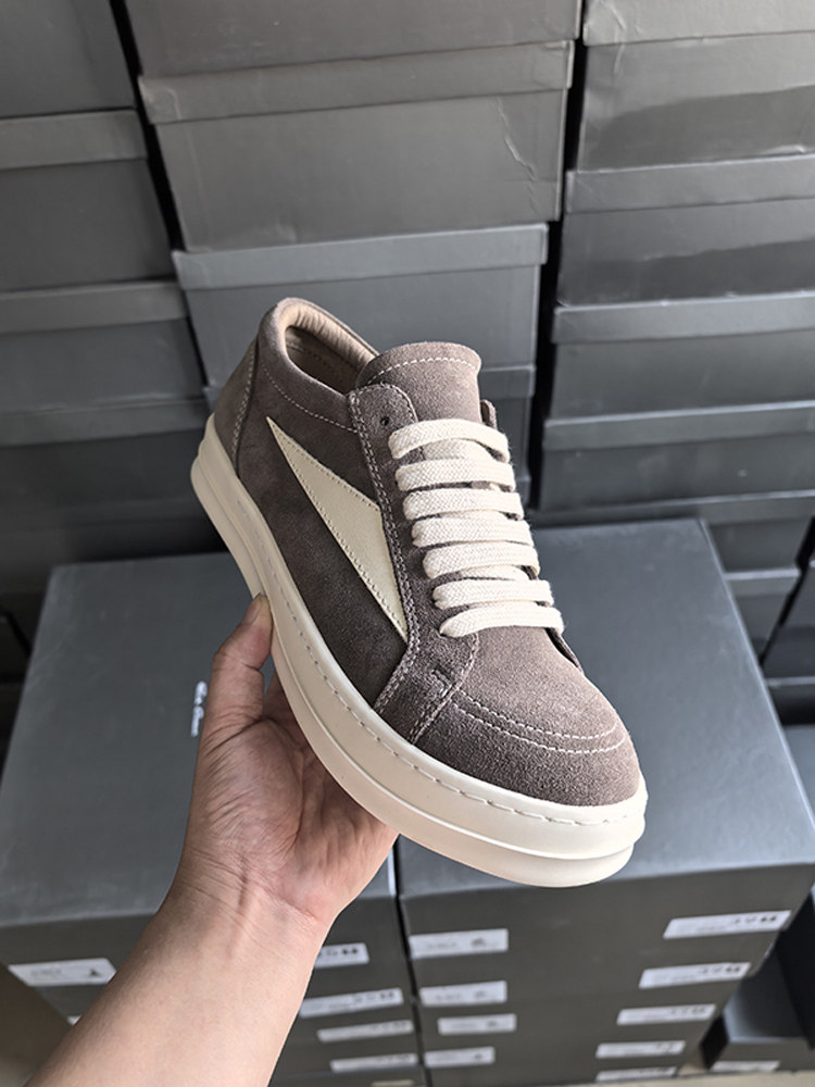 Ro Low-Top Men's Shoes, Gray Suede Genuine Leather, Small Triangle Logo, Thick-Soled Casual Sports Sneakers for Women, 2026 Spring/Summer Model