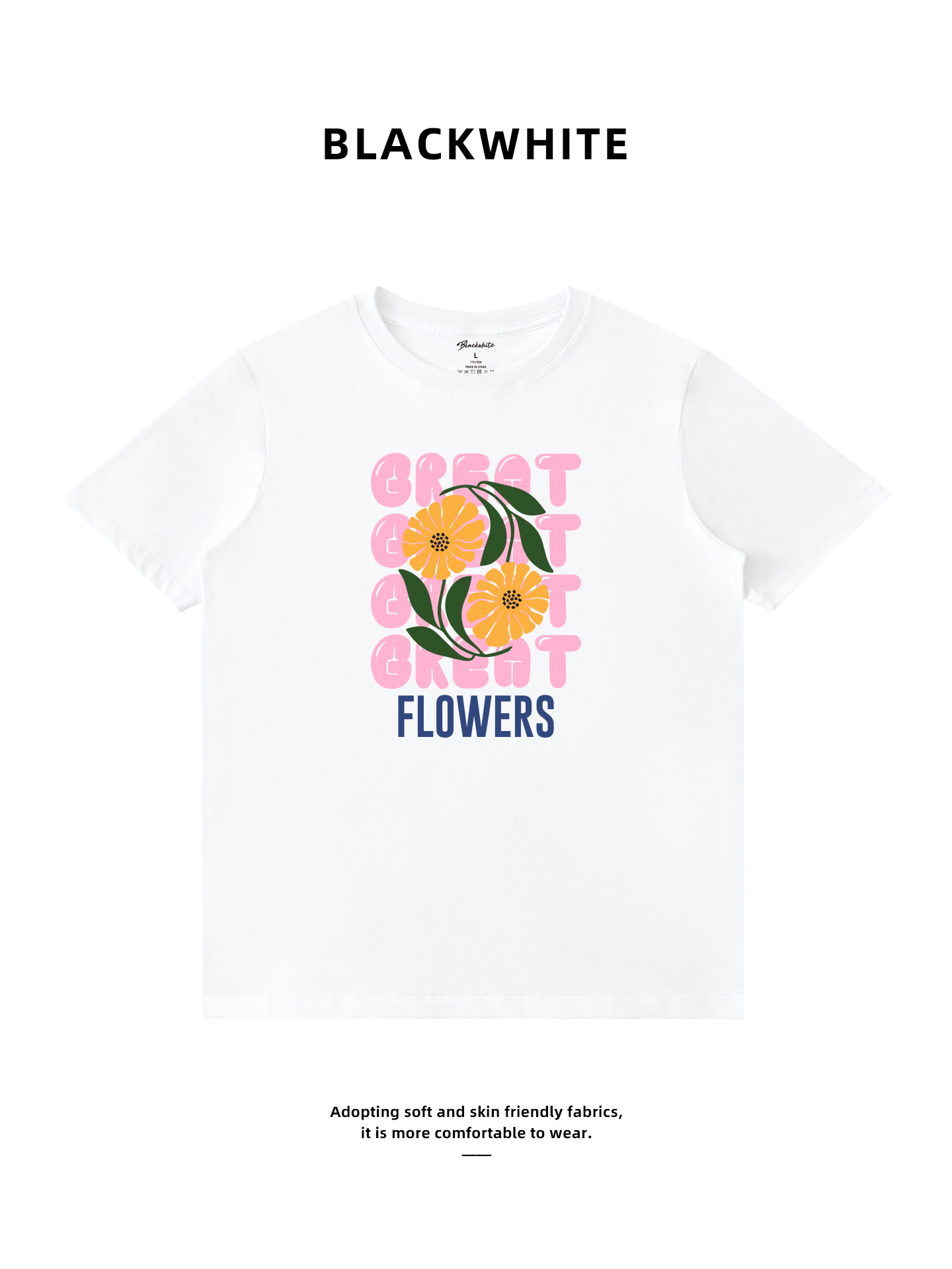 260g Ice-Feel Sorona Artistic Sunflower Print Short-Sleeve T-Shirt for Men and Women, Campus Daily Wear, Gentle and Versatile 469