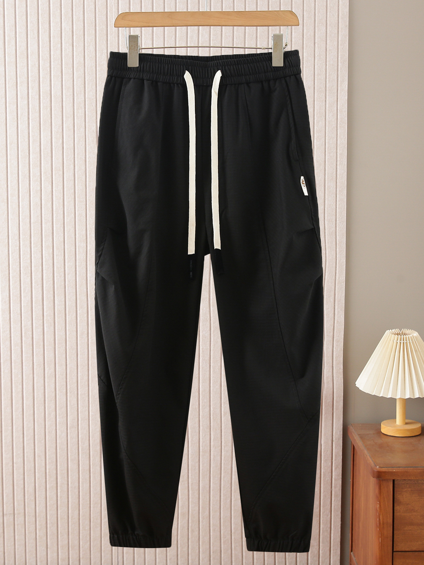 Men's Summer Casual Pants with Drawstring Elastic Waist, Workwear Style, Stretchy Jogger Pants, 9/10 Length, Model 2W606