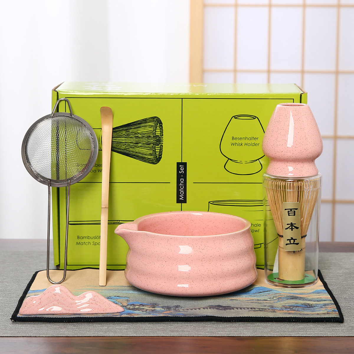 Cross-Border Ceramic Matcha Bowl Set with Tea Whisk, Japanese Tea Ceremony Matcha Stirring Utensils from the Song Dynasty