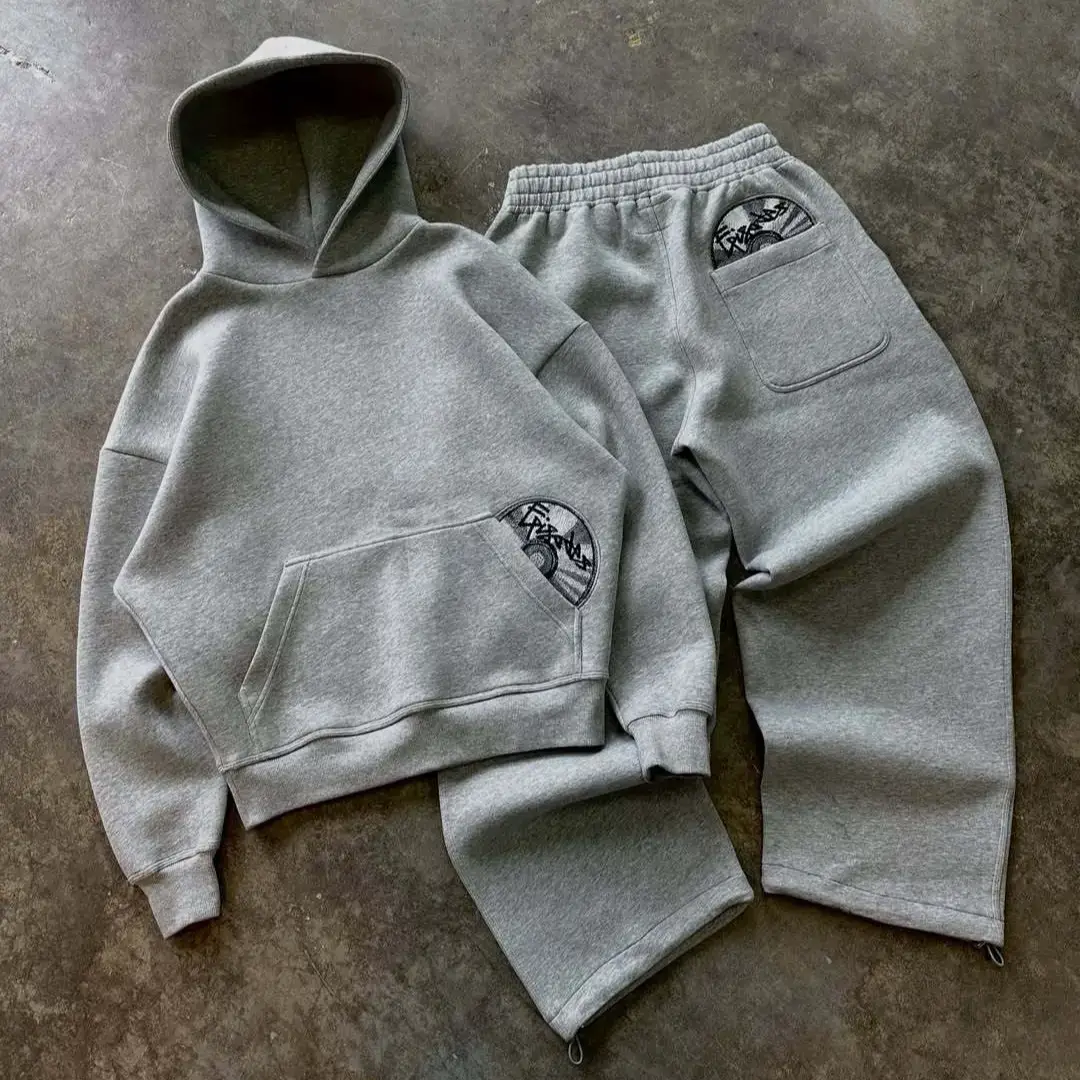2025 New Sweatshirt Fashion Street Style Versatile Personalized Embroidered Hoodie Men's and Women's Casual Pullover Sweatshirt Pants
