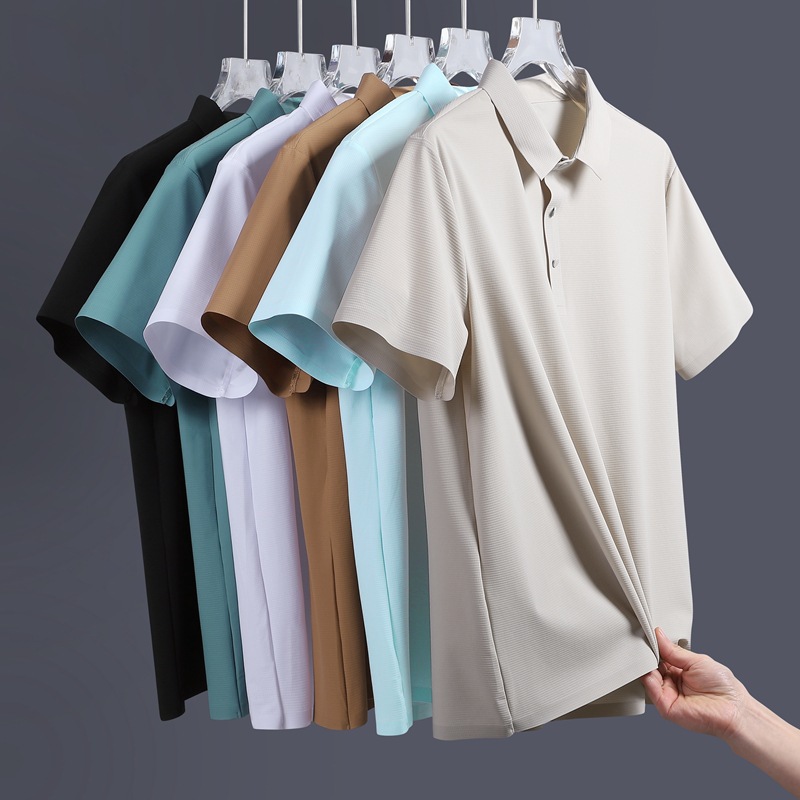Lucky Grid Technology Fabric with Seamless Adhesive Process, Ice-Feel Quick-Dry, 50+ Sun Protection, Summer Short-Sleeve Polo Shirt